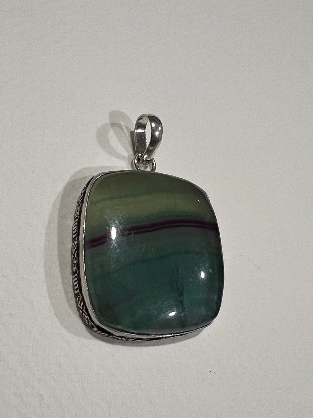 Sterling Silver Rainbow Fluorite Pendant